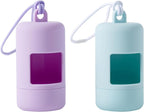 Dog Poop Bag Holder for Leash,2Pack Dogs Waste Bag Dispenser with Elastic Loop Protable Lightweight Plastic Holders for Pet Doggy,Light Blue and Purple