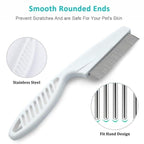 Pet Grooming Comb - 2-in-1 Multifunctional Stainless Steel Comb for Flea, Tear Stain Removal, and Dehairing Dogs and Cats' Face, Paws, and Body