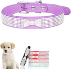 Serijoars Small Dog Collar with Rhinestone Crystal Diamond Colorful Bling Girl Puppy Cat Collars (M, Purple3)