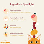 Made by Nacho Wet Cat Food, Cage-Free Minced Chicken in Bone Broth for Hydration with Prebiotics for Digestive Health, High Protein, 2.5oz Cups (10 Pack), Limited Ingredients