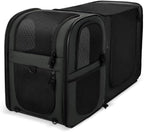 Apollo Walker Pet Carrier Backpack for Large/Small Cats and Dogs, Puppies, Safety Features and Cushion Back Support for Travel, Hiking, Outdoor Use (Black-Expandable)