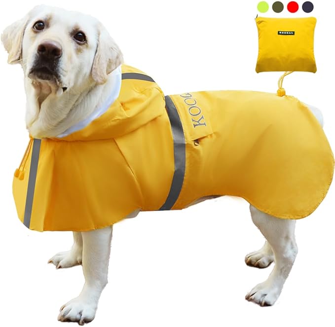 Pet Large Dog Raincoat Apparel Poncho Waterproof for Medium Large Sized for Dog Raincoat Clothes (Yellow, 5XL)