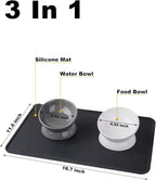 LoeJan Elevated Cat Food Bowl, 5 Oz Ceramic Raised and Tilted Water Bowl, Anti Vomiting and Protect Pets' Spines Dishes for Small Dog, Fat Faced Cat, Kitten (White & Grey)