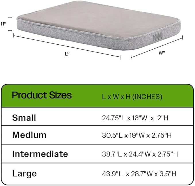 Diggs Snooz Memory Foam Dog Bed - Ideally Sized Revol Dog Crate Pad - Premium Orthopedic Pet Bed for Crate or Home - Grey, Small