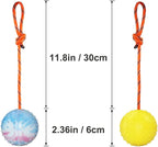 2 Pack Dog Ball, K9 Ball on Rope for Reward, Fetch, Play (6cm)