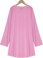 Womens Tunic Shirt Cute Cat Print Long Sleeve Round Neck Women T Shirts Cotton Casual Plus Size Vacation Tunics Tops