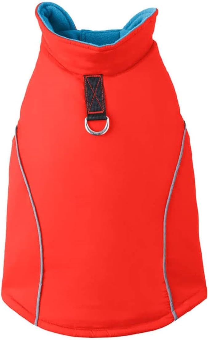 Gooby Sports Vest Dog Jacket - Orange, X-Large - Reflective Dog Vest with D Ring Leash Warm Fleece Lined Hook and Loop Closure for Small to Medium Dogs