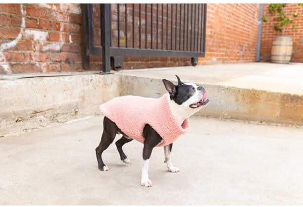 Gooby Sherpa Vest - Mauve Pink, Large - Warm Fuzzy Fleece Step in Dog Jacket Without Ring Leash - Winter Small Dog Sweater - for Everyday Use