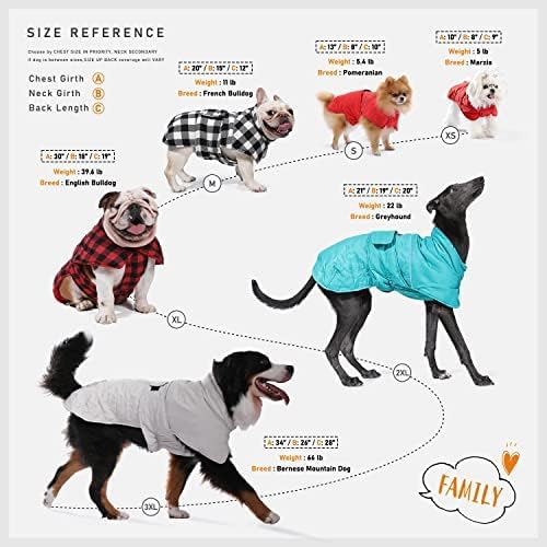PAWZ Road Dog Winter Coat with 5 Layers Warm Material, Reversible Dog Clothes with 2 Sides, Dog Jacket Outdoor Water Repellent, (Green Plaid 2XL)