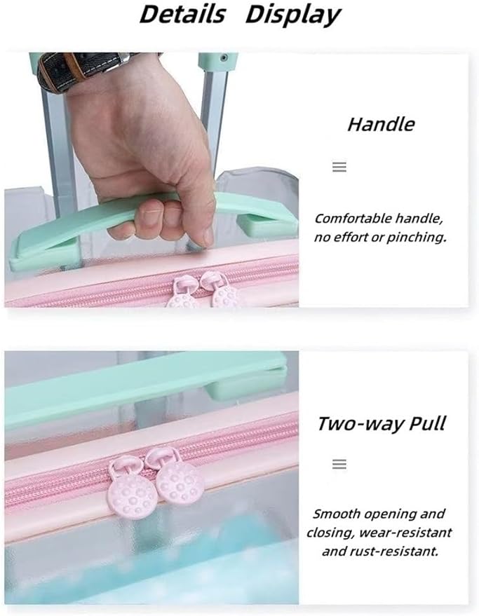 Rolling Pet Trolley Case, Portable Hard Shell Pet Carrier, Clear Plastic Cat Travel Box, Suitable for Cats and Dogs(Green,11.4 * 16.1 * 25.2in)