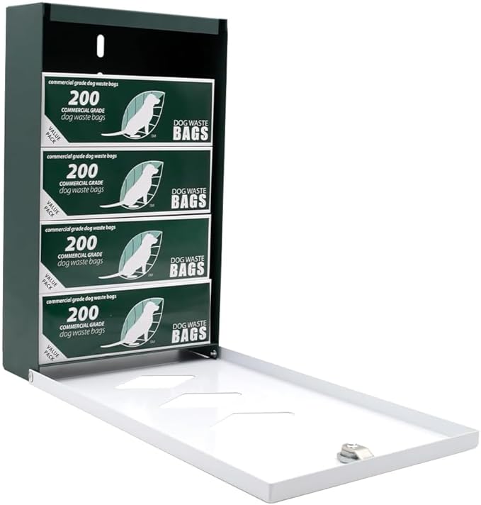 Dispense-Art™ Collection Dog House - Custom UV Printed Design on Rust-Proof Aluminum Starter Dog Waste Station/roll Bag System - Includes 400 Waste Bags & 10x12 Sign