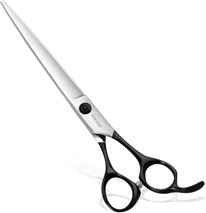 Professional Dog Grooming Scissors Straight 7.5" Pet Grooming Shears for Cutting Small Dogs Cat Thick Hair Japan 440C Stainless Steel Right Handed(7.5in Straight,Black)