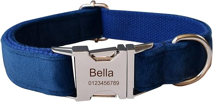 Dog Collar Custom Personalized Engraved Name and Phone Number for Puppy Small Medium Large Pets (XL, Blue)