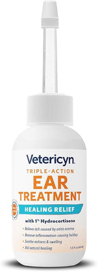 Vetericyn Triple-Action Ear Treatment for Dogs & Cats - 1% Hydrocortisone Ear Drops for Dog Ear Infection Relief - Fast Itch Relief & Healing with Otizyme Blend. 1.5 Ounce