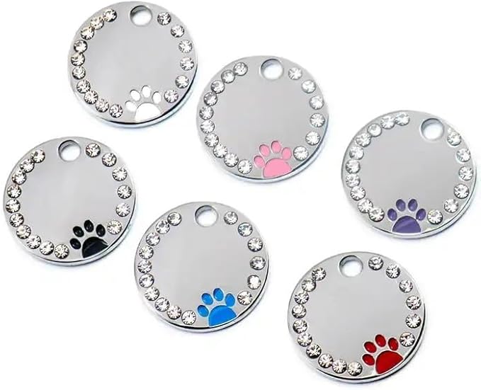 Personalized Dog/Cat Cute Paw Pet ID Tag with Unique Laser Engraving Name and Phone Number for Pet Collar or Key Chain (Blue)
