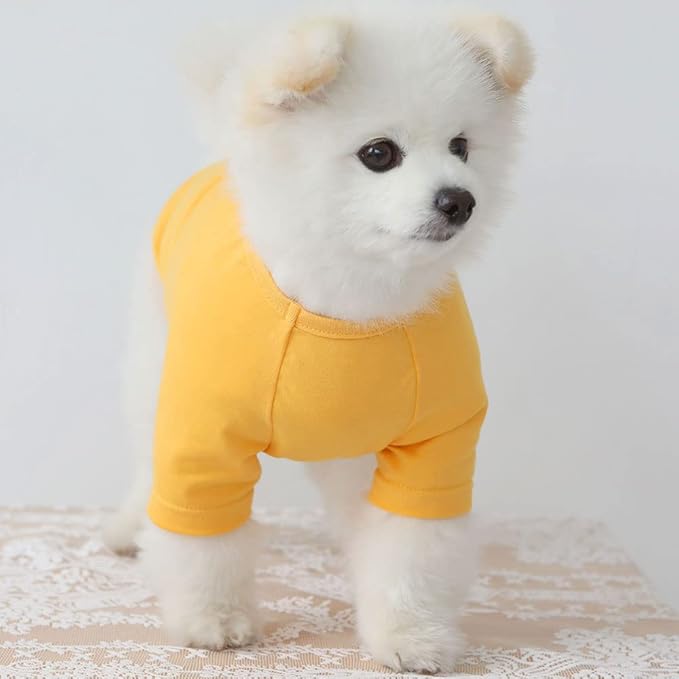 Dog Shirt for Small Dogs Plain T-Shirts Soft Breathable Dog Cotton Shirt pet Clothes (Large, Yellow)