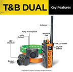 Dogtra T&B Dual Dial 2-Dogs Remote Training and Beeper Collar - 1.5-Mile-Long Range, Sports Upland Hunting, Fully Waterproof, Rechargeable, Static, Locate - Includes PetsTEK Trainer Clicker