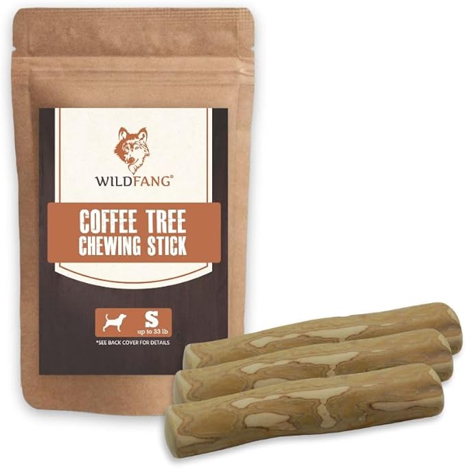 Wildfang® Coffee Wood Dog Chew, Small - Tough Chew Toys for Aggressive Chewers, Dog Teething Toys for Puppies, Training for Chewing Muscles, Coffee Tree Sticks for Small Dogs (22-33 lbs), Pack of 3