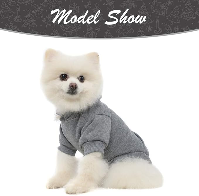 KOOLTAIL Basic Dog Hoodie - Soft and Warm Dog Hoodie Sweater with Leash Hole and Pocket, Dog Winter Coat, Cold Weather Clothes Sweatshirt for Small Medium Large Dogs Puppy Cat Boys Girls Grey XS