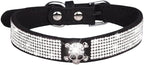 Serijoars Small Dog Collar with Rhinestone Crystal Diamond Colorful Bling Girl Puppy Cat Collars (XS, Black5)