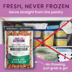Health Extension Gently Cooked Grain-Free Duck & Kale Dog Food, Human-Grade & Shelf-Stable with Superfoods, Supports Digestion, Immunity, Skin & Coat, 9 oz Pouch (Pack of 1)