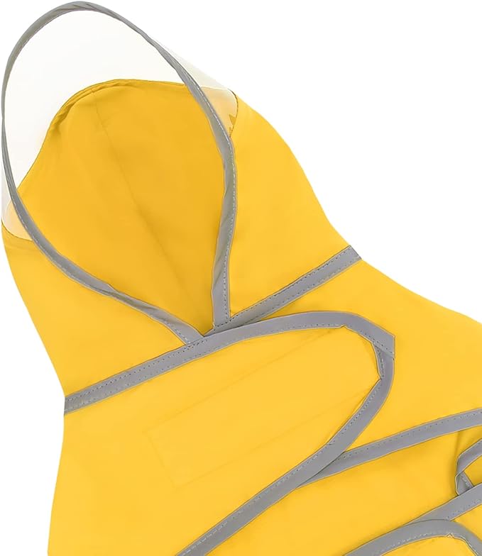 HDE Dog Raincoat with Clear Hood Rain Jacket Poncho for Small Medium Large Dogs Yellow - M
