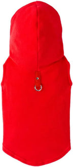 Gooby - Fleece Vest Hoodie, Small Dog Pull Over Hooded Fleece Jacket with Leash Ring, Red, Large