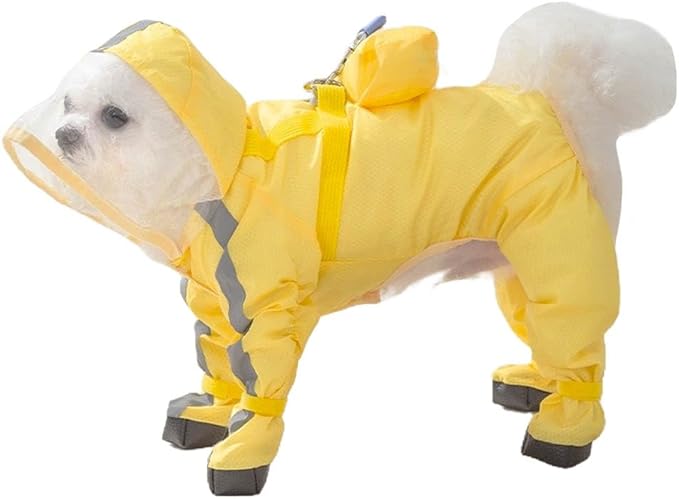 Full Coverage Small Dog Raincoat, Waterproof with Four-Leg Protection, Ideal for Teddy Bears, Includes Waterproof Mini Backpack (Yellow, XX-Large(Suggest Weight 16.6-22lb))
