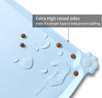 Hoki Found X-Large Silicone Pet Food Mats - Non Slip Dog Cat Bowl Placemat - Waterproof Dog Cat Food Mats for Carpet - Frost