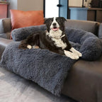 Calming Dogs/Cats Bed Mats, Dog Pad Washable Removable Couch Cover, Plush Long Fur Mat for Pets, Waterproof Lining, Perfect for Small, Medium and Large Dogs and Cats (Navy Blue, 53"x39")