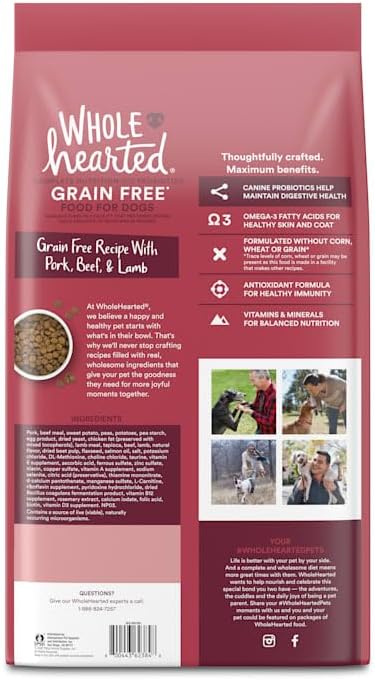 WholeHearted Grain Free Pork Beef & Lamb Recipe Dry Dog Food 25 lbs.