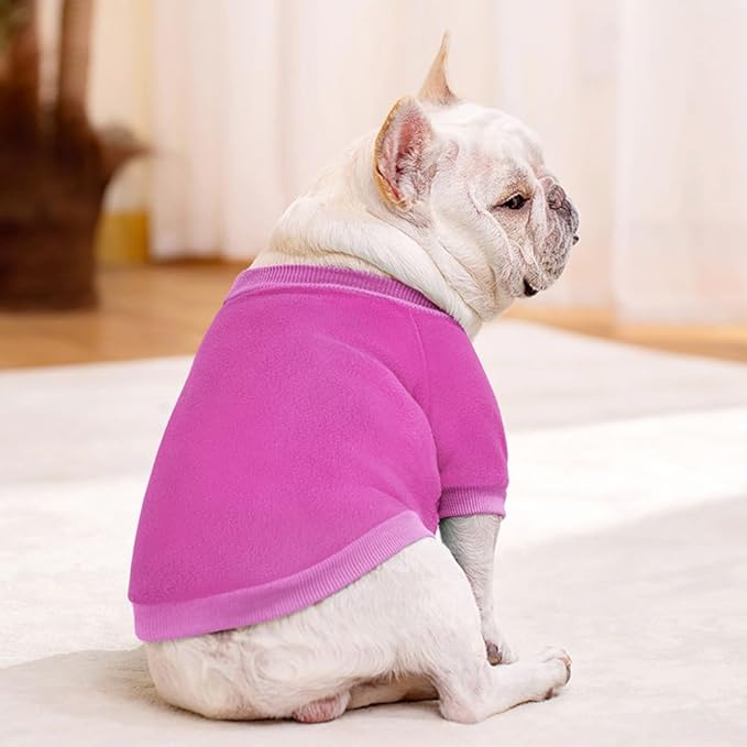Idepet Dog Fleece Sweater Pet Dog Clothes Small Dogs Pullover Sweatshirt Soft Puppy Sweater Warm Winter Shirt Classic Cat Apparel for Small Dogs and Cats (Medium, Purple)