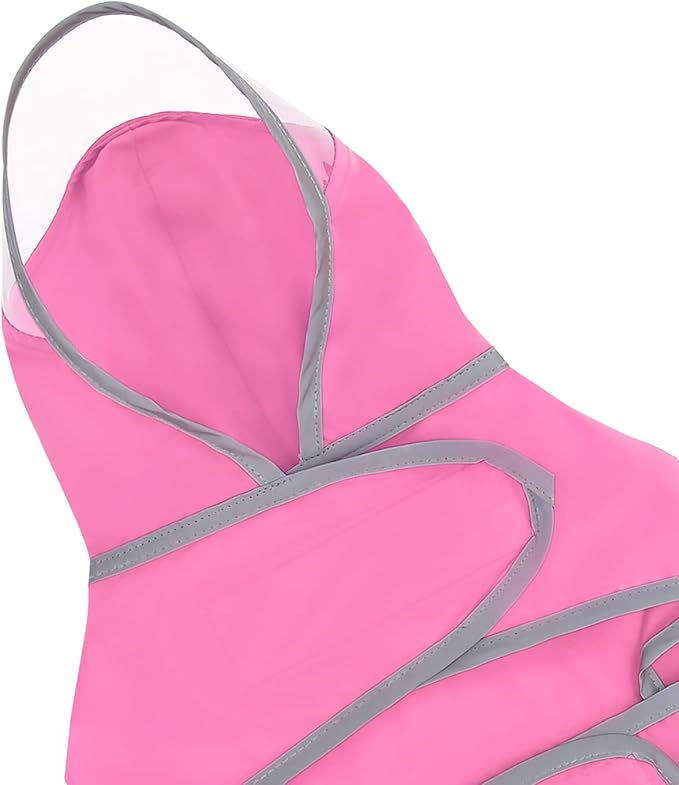 HDE Dog Raincoat with Clear Hood Rain Jacket Poncho for Small Medium Large Dogs Pink - XXL