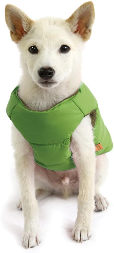 Gooby Padded Vest Dog Jacket - Solid Green, X-Large - Warm Zip Up Vest Fleece Jacket with Dual D Ring Leash Water Resistant for Small to Medium Dogs