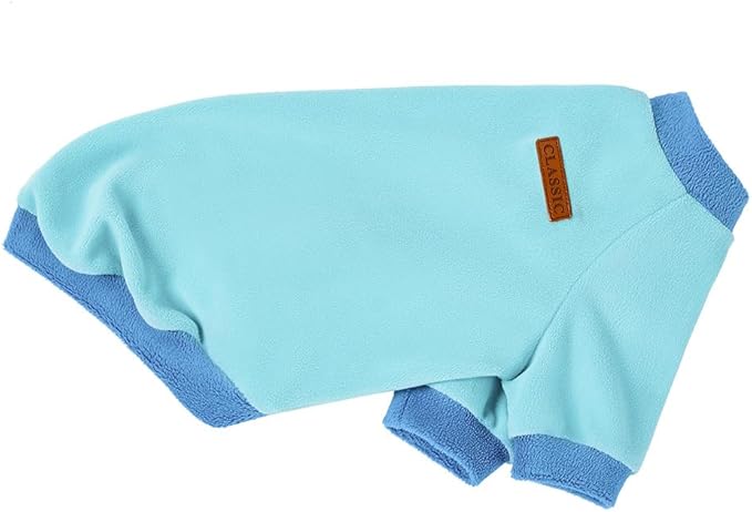 GreenJoy Classic Fleece Dog Sweater – Soft & Warm Stretchy Sweatshirt for Small Dogs & Cats, Cold-Weather Pullover for Everyday Wear (Light Blue, Large/X-Large)