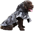 Mikayoo Large Dog Camouflage Raincoat Ajustable Pet Waterproof Clothes Lightweight Rain Jacket Poncho Hoodies with Strip Reflective(Gray XL)