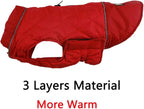 Reversible Dog Coats for Large Dogs Waterproof Warm Dog Jacket for Cold Winter,Red XL