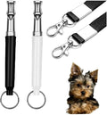 2 Pcs Dog Ttraining Whistles，Black and White，Adjustable Silent Dog Whistle，with Lanyard