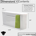 Dog Poop Bag Dispenser - Magnetic Mount - Indoor/Outdoor - Wall Mount - Waste Bag Dispenser - Magnet - Screw-on - Storage - Container + 60 Waste Bags (Storm White)