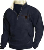 HOTYD Aztec Cowboy Mens Hoodie Vintage Graphic Western Hoodies Casual Long Sleeve 1/4 Zip Pullover Mens Country Jacket