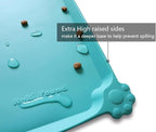 Hoki Found Silicone Non Slip Pet Feeding Mats - Dog Cat Bowl Placemats - Waterproof Food Mats for Floors - Teal