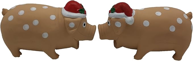 2 Pack Christmas Pig Dog Toys for Interactive Dogs Latex Squeaky Santa Toy Pet Gift for Medium Large Dogs