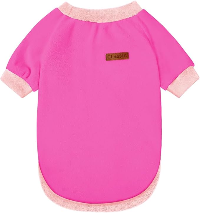 GreenJoy Classic Fleece Dog Sweater – Soft & Warm Stretchy Sweatshirt for Small Dogs & Cats, Cold-Weather Pullover for Everyday Wear (Dark Pink, Large)