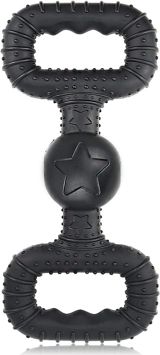 Natural Rubber Dog Toys for Large Aggressive Chewers - Lifetime Replacement - Tough Tug War Dog Toy for Large Dogs Tooth Clean, Black