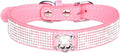 Serijoars Small Dog Collar with Rhinestone Crystal Diamond Colorful Bling Girl Puppy Cat Collars (L, Pink5)