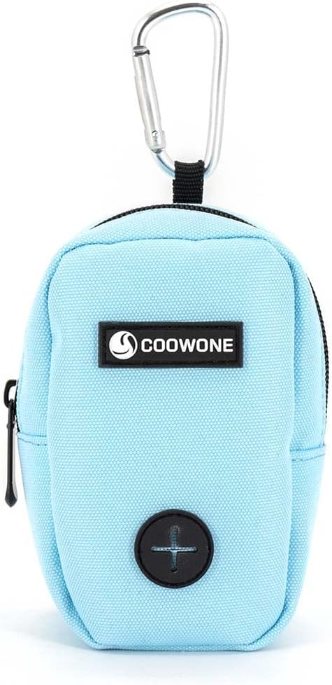 COOWONE Dog Treat Pouch for Training, Portable Dog Walking Bag Built in Poop Dispenser, Pocket Sized Pet Pouches, Doggie Puppy Snack Rewards Bag, Treat Carrier Holder with Clip (Blue)