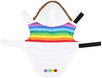 HDE Dog Puffer Jacket Fleece Lined Warm Dog Parka Winter Coat with Harness Hole White Rainbow Stripe - XXL