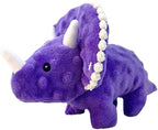 Squeaky Dog Toys Plush Dog Toy with Crinkle Paper Stuffed Durable Dog Chew Toys for Small Middle and Large Dogs Triceratops Purple
