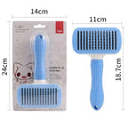 Generic Pet Grooming Brush, Blue - Self Cleaning Hair Brush for Dogs and Cats, Removes Loose Undercoat, Bristles with Massage Particles, Ergonomic Handle, For Long or Short Hair Breeds