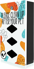 DISPENSE-ART™ collection "Abstract Paw" - Custom UV printed design on rust-proof aluminum starter dog waste station/roll bag system - Includes 400 dog waste bags & 10x12 Sign
